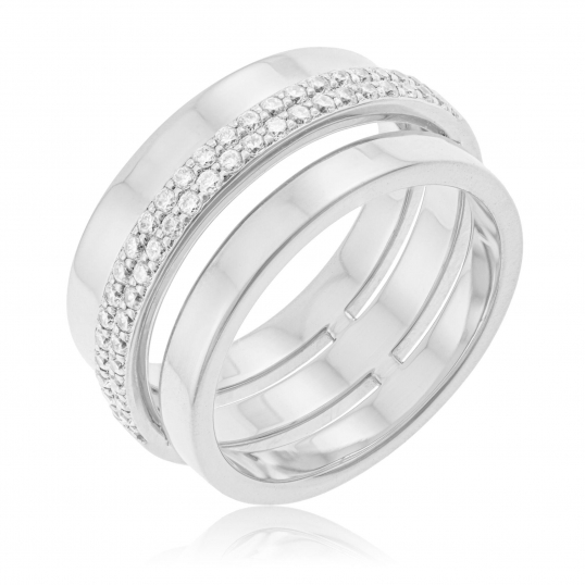 Bague en argent rhodié et oxydes de zirconium