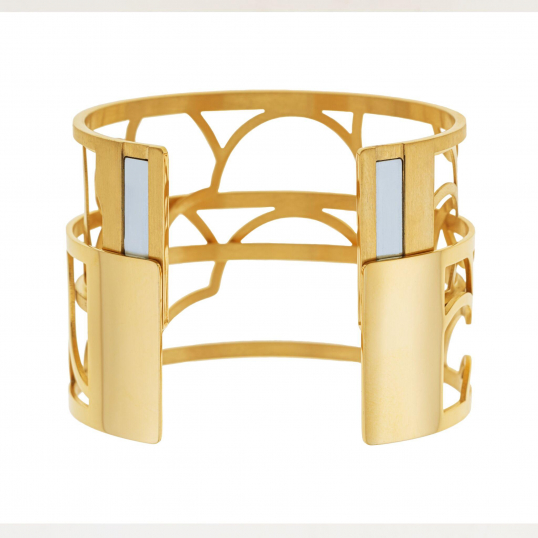 Bracelet jonc Méli Versa en acier doré, 30mm