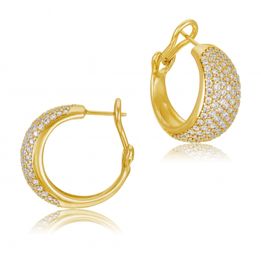 Boucles d'oreilles en bronze plaqué or et oxydes de zirconium 