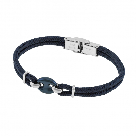 Bracelet en acier et cordon bleu