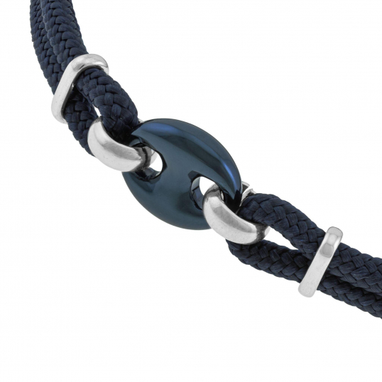 Bracelet en acier et cordon bleu
