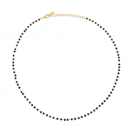 Collier en plaqué or et perles synthétiques noires