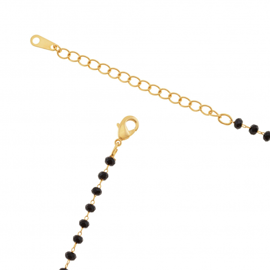 Collier en plaqué or et perles synthétiques noires