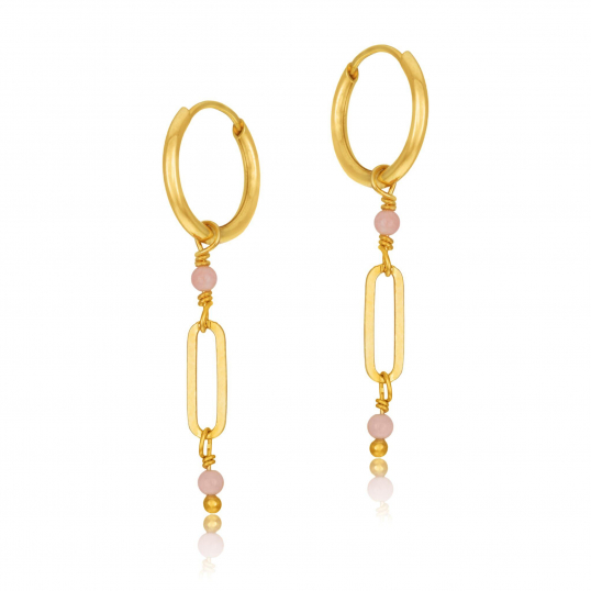 Boucles d'oreilles en argent doré, et opales roses