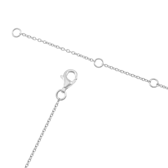 Collier en argent rhodié, verre, perles de culture et oxydes de zirconium