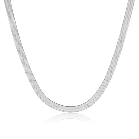 Collier en argent rhodié, maille serpent
