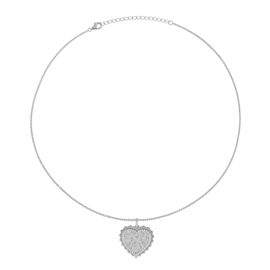 Collier en argent rhodié et oxydes de zirconium, coeur