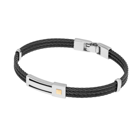Bracelet jonc en or jaune et acier