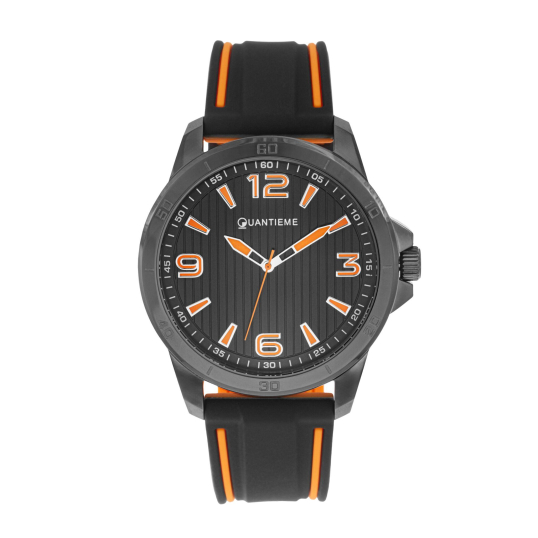 Montre homme, boîte en acier noir, bracelet en silicone et verre minéral