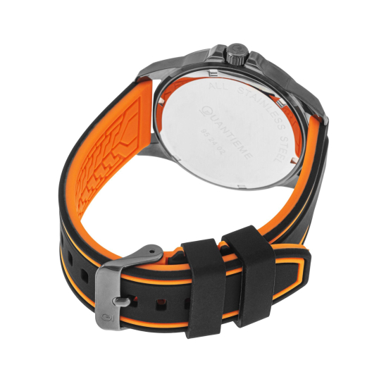 Montre homme, boîte en acier noir, bracelet en silicone et verre minéral
