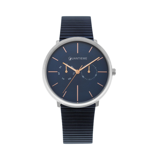 Montre homme, boite et bracelet en acier bleu, verre minéral