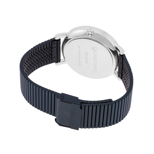 Montre homme, boite et bracelet en acier bleu, verre minéral