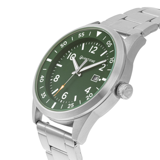 Montre homme, boîte acier, bracelet acier et verre minéral