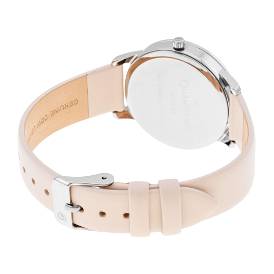 Montre femme, boîte acier, bracelet cuir doré et verre minéral