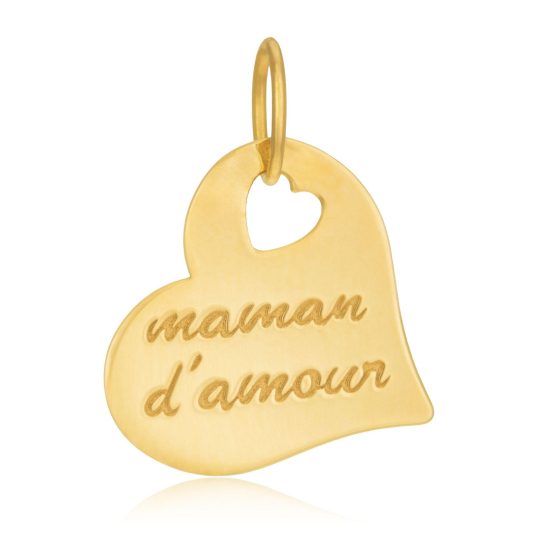 Pendentif en or jaune, coeur maman d'amour