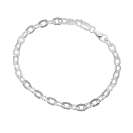 Bracelet en argent rhodié, maille fantaisie