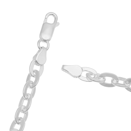 Bracelet en argent rhodié, maille fantaisie
