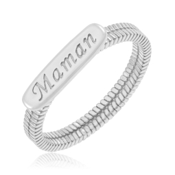 Bague en argent rhodié, maman