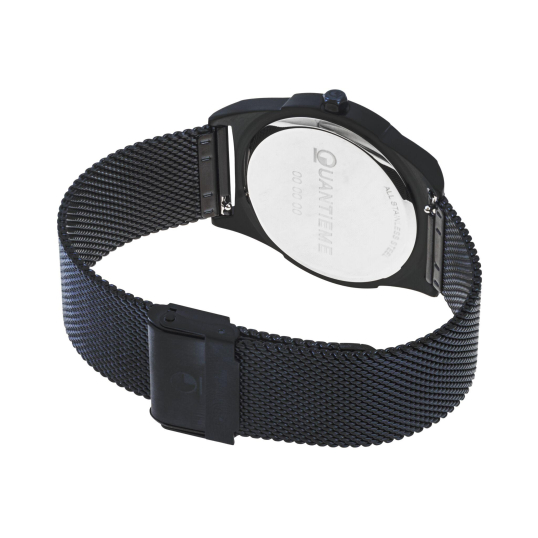 Montre homme, bracelet et boite en acier bleu, verre minéral