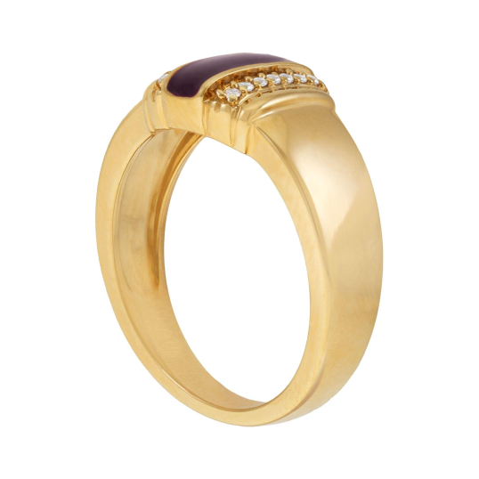 Bague en plaqué or, oxydes de zirconium et laque