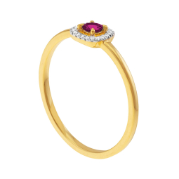 Bague en or jaune et rhodié, rhodolite et diamants, carrée