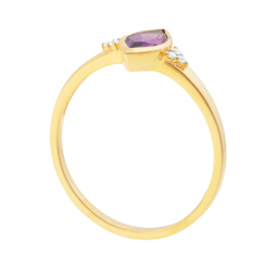 Bague en or jaune et rhodié, améthyste marquise et diamants 