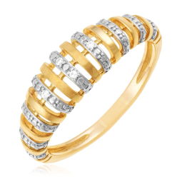 Bague en or jaune et rhodié, diamants , ajourée