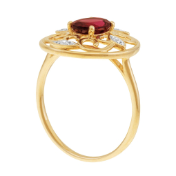 Bague en or jaune et rhodié, oxydes de zirconiumn ajourés