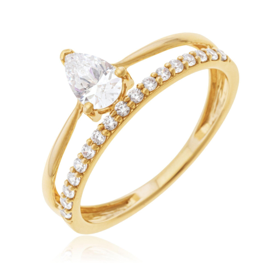 Bague en or jaune et oxydes de zirconium, double