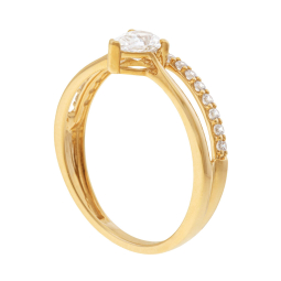 Bague en or jaune et oxydes de zirconium, double Bague en or jaune et oxydes de zirconium, double