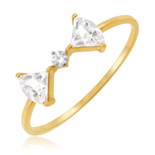 Bague en or jaune et oxydes de zirconium, noeud