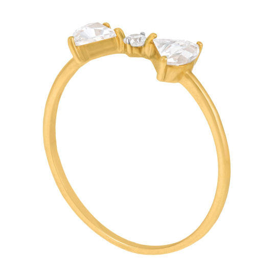 Bague en or jaune et oxydes de zirconium, noeud