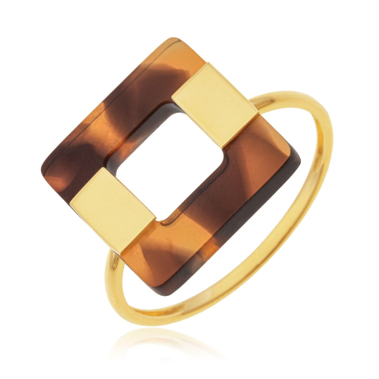 Bague en or jaune et acétate, carré