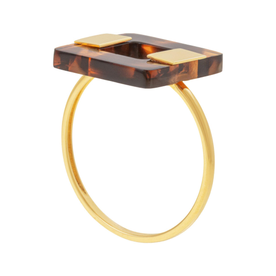 Bague en or jaune et acétate, carré