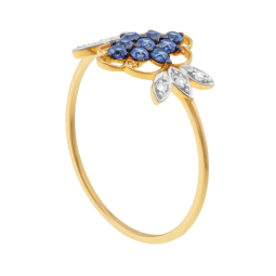Bague en or jaune et rhodié, oxydes de zirconium bleus et blancs Bague en or jaune et rhodié, oxydes de zirconium bleus et blancs