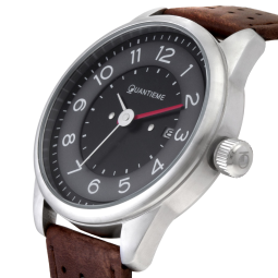Montre homme, boîte acier, bracelet cuir et verre minéral
