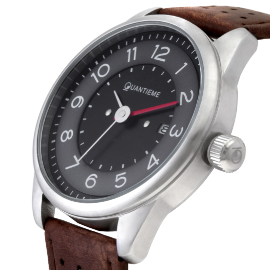 Montre homme, boîte acier, bracelet cuir et verre minéral