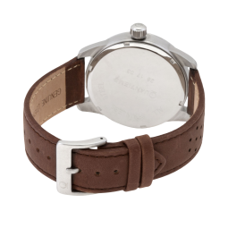 Montre homme, boîte acier, bracelet cuir et verre minéral