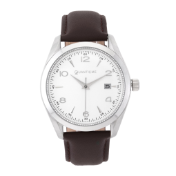 Montre homme, boîte acier, bracelet cuir et verre minéral
