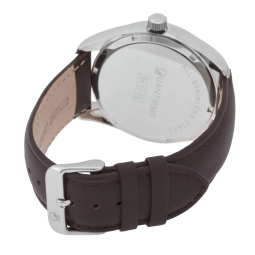 Montre homme, boîte acier, bracelet cuir et verre minéral