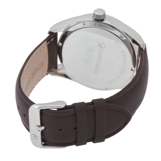 Montre homme, boîte acier, bracelet cuir et verre minéral