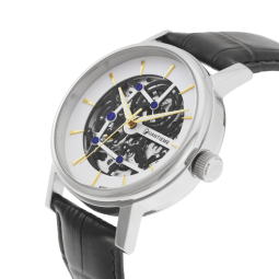 Montre homme automatique, boîte acier,bracelet cuir et verre minéral