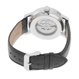 Montre homme automatique, boîte acier,bracelet cuir et verre minéral
