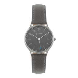 Montre homme, boite en acier, bracelet en cuir vieilli, verre minéral