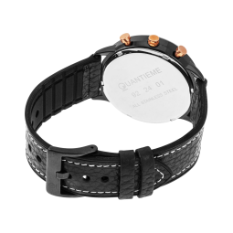 Chronographe homme, bracelet en cuir et silicone, boite acier et verre minéral