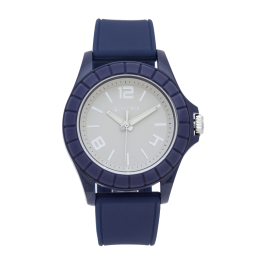 Montre homme, boite en plastique, bracelet en silicone et verre minéral