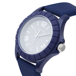 Montre homme, boite en plastique, bracelet en silicone et verre minéral