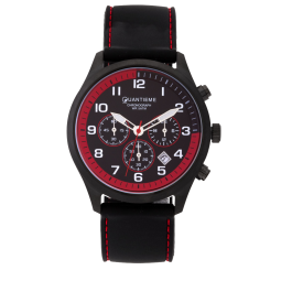 Chronographe homme étanche 50m, boîte acier noir, bracelet silicone et verre minéral
