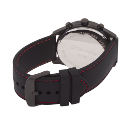 Chronographe homme étanche 50m, boîte acier noir, bracelet silicone et verre minéral