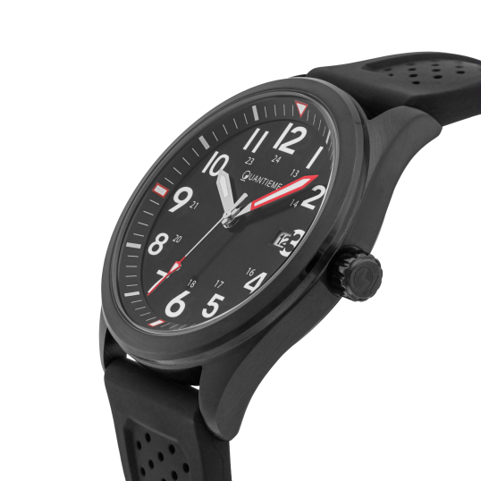 Montre homme, boite en acier, bracelet en silicone et verre minéral